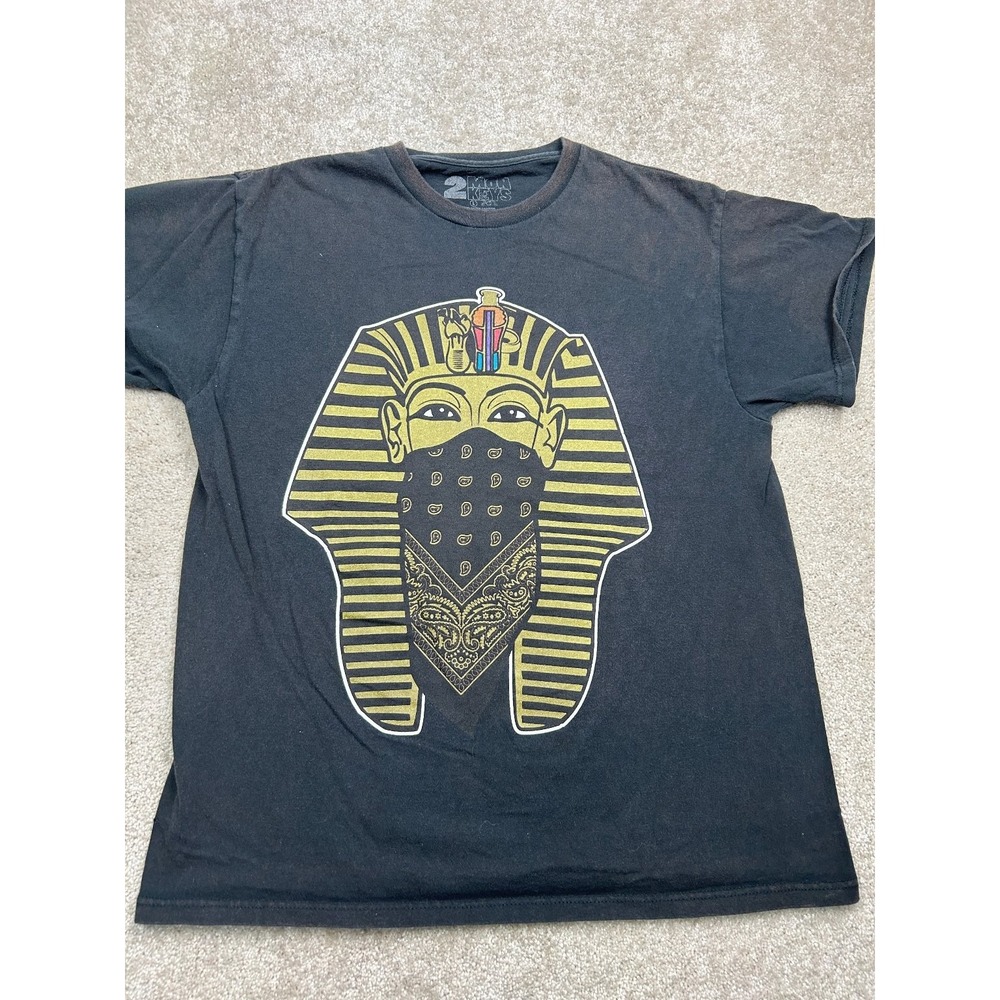 2 MONKEYS T-Shirt Men's Black Large L Pharaoh Bandana Graphic Cotton Tee